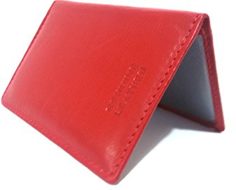 AKSHIDE® Soft Nappa Leather Bus Holder,Train Pass,Driving Licence Holder,Oyster Card Holder (Red)
