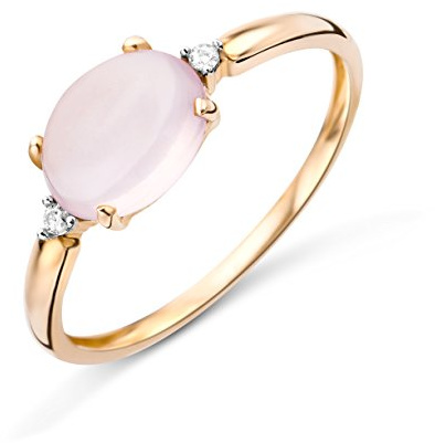 Miore Anello da Donna in Oro Rosa 9K con Quarzo Rosa, Taglio Brillante