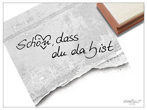 Stempel - Textstempel SCHÖN, DASS DU DA BIST ♡ handschriftlich - Toller Schriftstempel für Herzensangelegenheiten :) - schlicht und zeitlos - von zAcheR-fineT