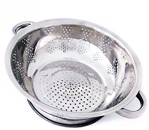 Kÿchen Rust Proof Stainless Steel Kitchen Colander for Straining, Steaming, Draining & Rinsing (11- Inch)