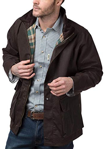 Rydale Men's Cawood Lined Waxed Cotton Wax Jacket Men's Coat for Walking or Shooting Brown