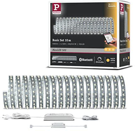 Paulmann 70907 LED Stripe MaxLED 500 Smart Home Bluetooth Basisset 10 m Warmweiß 2700K 53,5W Lichtband 2.700 K Warmweiß