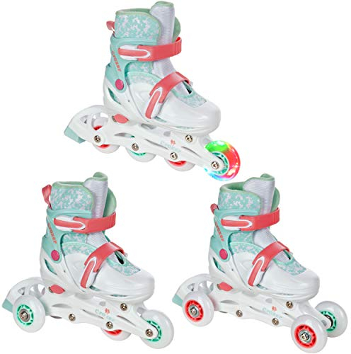 CROXER 3in1 Inline Skates Triskates Rollschuhe Inliner für Kinder Mädchen Jungen verstellbar (Inez, 26-29 (16,5cm-18cm))