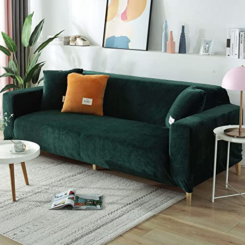 CLGTY Stretch Sofabezug Sehsessel, Weich Samt Stoff Sofa Überwürfe Mit Elastisch Unterseite Sesselbezug Für Kind Pet-Stuhl 75-130CM (30-50in)-Türkis