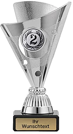 Deitert Pokal in Gold, Silber oder Bronze - Trophäe mit Wunschtext graviert und Sportemblem nach freier Auswahl - 15 cm Sportpokal mit Marmorsockel für Ihre Siegerehrung A105
