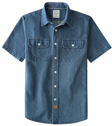 Dubinik® Jeans da Uomo a Maniche Corte, in Jeans, da Uomo, per Il Tempo Libero, Senza Stiratura, vestibilità Normale, Vintage, Western