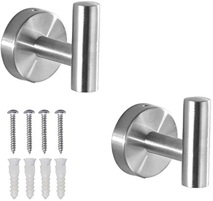 Ganci per asciugamani ， Gancio per bagno Ganci da parete per impieghi gravosi in acciaio inossidabile SUS 304 per bagno, gancio per accappatoio a parete, ganci per asciugamani, confezione da 2