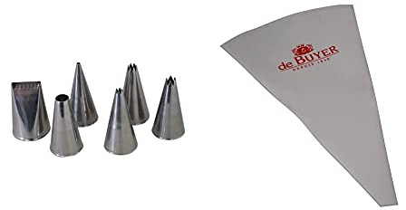 De Buyer 2114.00N Lot de 6 Douilles Assorties - inox & 4856.45N -poches patissieres reutilisables 45cm