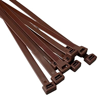On1shelf® Premium-Kabelbinder, 650 mm x 12,0 mm, 65 cm, Stark und Lang, Nylon (10 Stück, Braun)