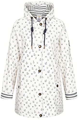 Ankerglut Damen Damen Friesennerz Regenmantel Regenjacke mit Kapuze Wasserdicht Wetterfest Windbreaker Übergangsjacke #Ankerglutzauber Regenjacke (1er Pack)