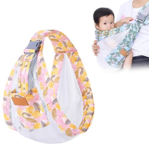 KKPLZZ Atmungsaktives Babytragetuch, verstellbares 3D-Mesh-Babytragetuch, Babytragetuch mit dicken Schultergurten und Tasche Neugeborene, Kleinkinder im Sommer