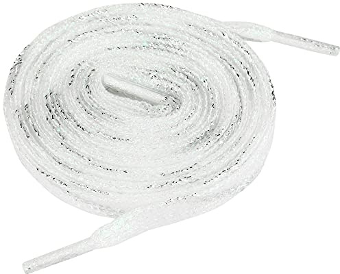 Allegra K Lacci metallici per scarpe scintillanti glitterate stringhe per scarpe piatte lucide per scarpe da ginnastica, Argento, 120cm/47.24