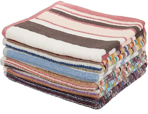 Olivia Rocco Pack Of 6 Stripe Towels Easy Care 100% Cotton Colourful Absorbent And Quick Dry Hand Towels Bath Sheets Holiday Gym Beach (6 x Bath Sheets)