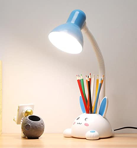 SXYSXYSXY Schreibtischlampe Augenfreundliche Kinder Leselampe E27 Retro Tischlampe für Modell LED Glühbirne Verstellbare mit Schalter Nachttischlampe für Kinder Arbeitszimmer Schlafzimmer,Blau