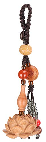 Schlüsselanhänger, Lotusblume, Handgewebt, Glücksanhänger, Holz, Handwerk, Schmuck, Tasche, Dekoration, Blumenschild, Schlüssel, Kleine Lotusform, Pfirsichholz, für Mann und Frau