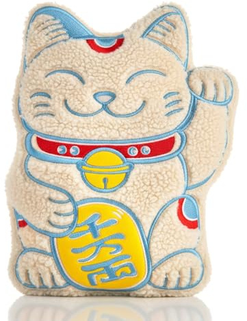Kuschelige Glückskatze Wärmflasche | Weiß | Große Maneki Neko Wärmflasche | 1,8 Liter (36x28cm)