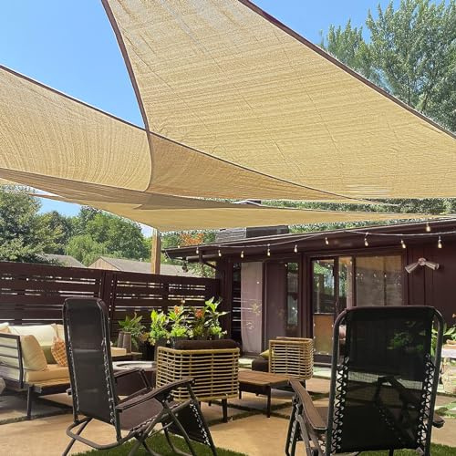 LOVE STORY 12' x 12' x 17' Right Triangle Sun Shade Sails Patio Sunshade Garden Canopy Shade Fabric for Outdoor, Sand