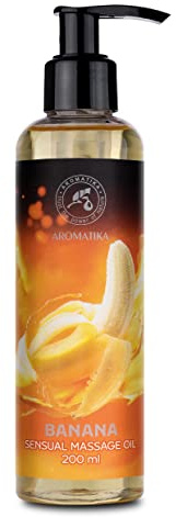 Sinnliches Massageöl Banane 200g - Körper Massage Öl mit Mandelöl und Traubenkernöl - Entspannung Massageöl - Essbar und Natürlich - Körperöl - Naturkosmetik - Kissable Massage Öl