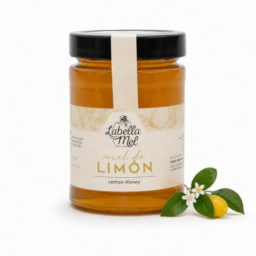 L'Abella Mel | Miel de Citron Pur 100% Naturel | Miel d'Abeille Sans Additifs ni Sirops Ajoutés | Apiculture Familiale Depuis 4 Générations | Pot 500 g