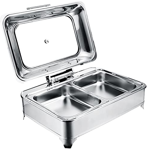 PROPFE Electric Food Warmer Buffet Server with Transparent Lids Portable Buffet Trays with Adjustable Temperature Control Chafing Dishes Buffet Warmer for Table,double grid
