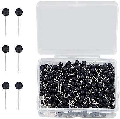 HXMJIED 400 puntine per mappe, testa da 1,6 cm, puntine nere per disegno a parete, bacheca