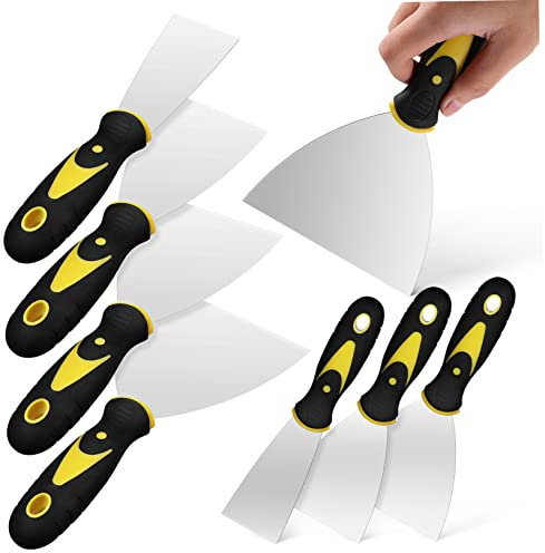 OSALADI 8pezzi Raschietti Acciaio Inossidabile Con Manico Strumenti Per Cartongesso Rimozione Colla e Decorazione Casa Vari Formati Pratici e Facili Da Usare