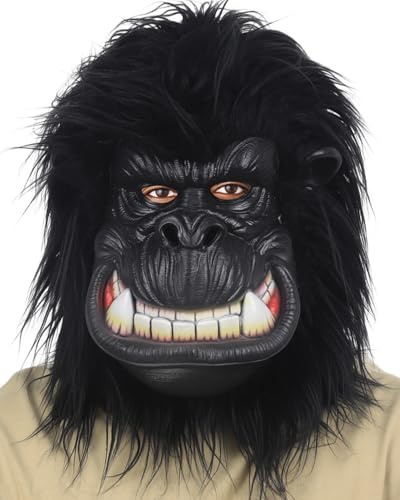 shayulajiao Masque de gorille | Halloween et carnaval – Masque intégral en latex avec imitation fourrure réaliste pour carnaval, défilés et fêtes