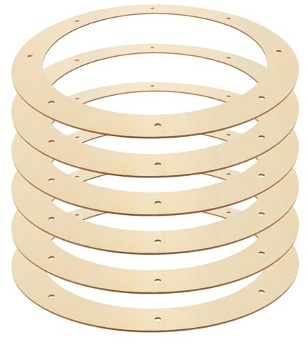 SEWACC 6pcs Boxwood Wreath Frame Holes for Garland Decorations DIY Craft Unfinished Wood Wreath Ring