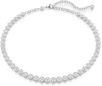 Swarovski Imber Tennis necklace, Round cut, White, Rhodium plated