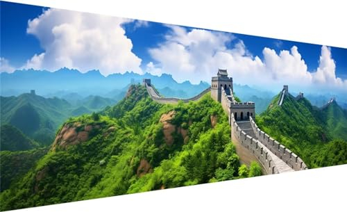 Diamond Painting XXL 300x100 cm, DIY Große Mauer Diamond Painting Runde Steine Strass Cross Stickerei Kunst Kit, Diamond Painting Zubehör Set Basteln Erwachsene, Diamond Painting Bilder Landschaft V-0
