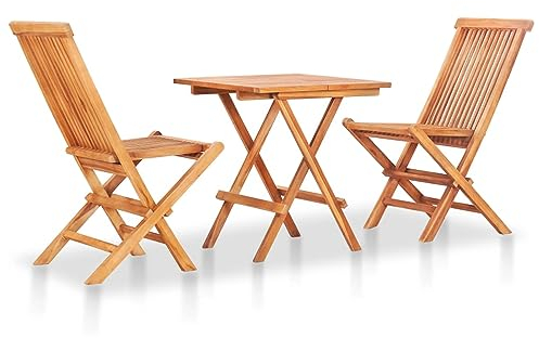 Rantry 3-TLG. Bistro-Set Klappbar Teak Massivholz Gartenmöbel Model48997