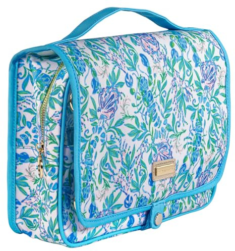 Lilly Pulitzer Travel Toiletry Bag with Handle, Pockets, and Zipper, Hanging Travel Organizer for Makeup and Toiletries, Just a Pinch, Just a Pinch, Travel Organizer