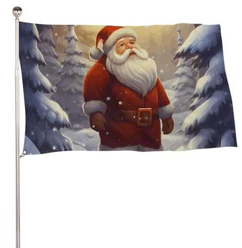 Flagge mit Weihnachtsmann im Schnee, 90 x 150 cm, Willkommensflagge, kein Verblassen, Outdoor-Banner, Dekoration für Innenhof, Veranda, Rasen