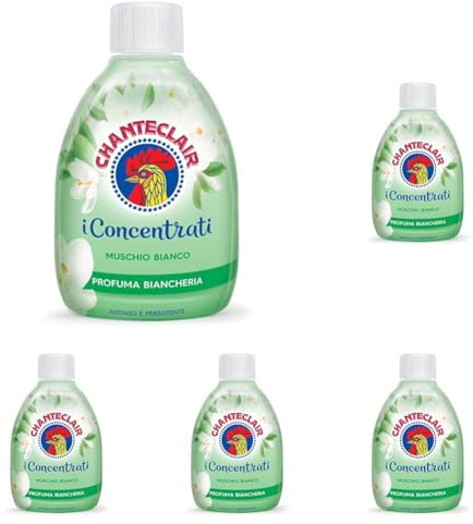 Chanteclair Liquido Profuma Biancheria I Concentrati, Muschio Bianco, 220 ml (Confezione da 5)
