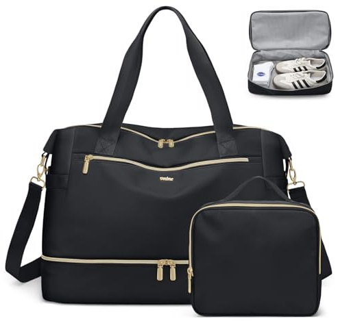 VNINE Borsone da Viaggio Donna,Bagaglio a Mano Borsa da Viaggio con Scomparto per le Scarpe, Grande Borsa Parto Ospedale Mamma Nascita, Impermeabile Borsa Piscina Sportiva, Travel Weekender Gym Bag