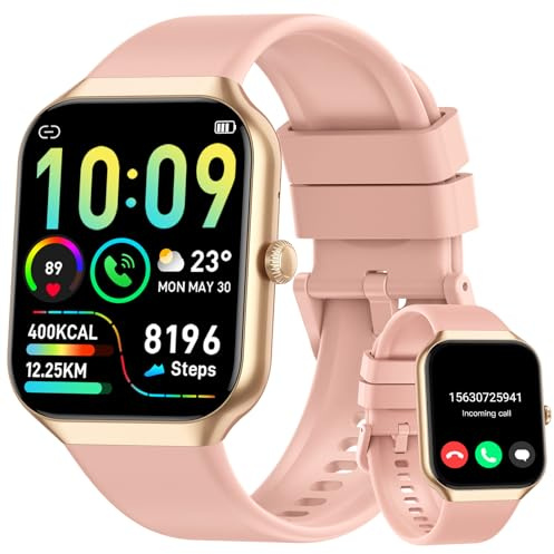 Smart Watch for Women Answer/Make Calls, 1.96 Fitness Watch with Heart Rate Monitor Sleep Monitor, 113 Sport Activity Tracker with Step Counter, IP68 Waterproof, Smartwatch for Android/iOS, Rose Gold