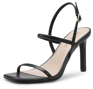 DREAM PAIRS Sandales à talon aiguille à bride arrière pour femme avec bride de cheville, talons hauts, bout carré ouvert, sandales sexy et confortables à lanières pour robe de mariée, Polyuréthane