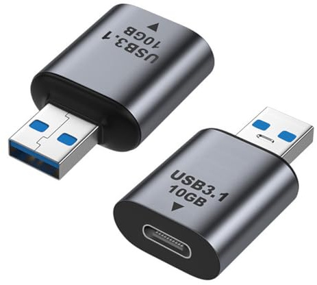 HTGuoji Adaptador USB C hembra a USB macho de 10 Gbps, adaptador USB tipo C a USB 3.1 OTG para iPhone, MacBook, PC, portátil, cargador de alimentación (2 unidades)