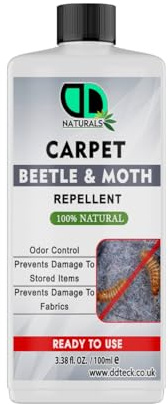 DD Teck Carpet Moth & Beetle Repellent – Kills Moths, Eggs & Larvae – Non-Staining, Odour-Free, Safe for Carpets, Curtains & Cushions – Long-Lasting Home Protection,Multipurpose Use (100ml)