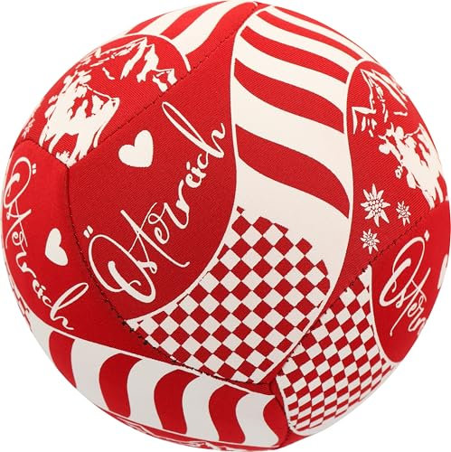 Sunflex® Neopren Zubehör Beach- und Funball Österreichball Größe 3 | Freiteitball & Strandball weich & leicht für den Strand & das Wasser | Souvenir Spielball & für Jede Altersgruppe