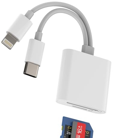 Kartenleser USB C Lightning auf SD (2 in 2) Micro SD Card Reader für iPhone 16 15 14 13 Pro Max Adapter für iPad MacBook für Apple Typ C kompatibel mit Samsung S25 S24 TF-Kamera Speicher Android