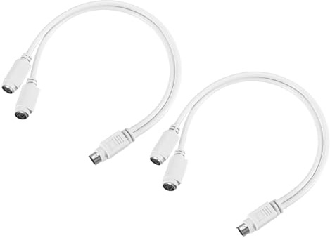 QUARKZMAN 2 Stück PS/2 Adapter Y Kabel MDIN6 1,08FT PS/2 Stecker Schwarz | auf Doppelt Buchse Konverter Adapter, Für Industrie PC Computer, Tastatur und Maus