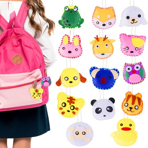 Leikedun Kit Couture Enfant 14 Pièces - Jouet DIY Créatif avec Animaux en Feutre (Chat, Panda, Hibou, Renard) - Cadeau Éducatif pour Filles Garçons 6 7 8 9 10 12 Ans - Couture Débutant