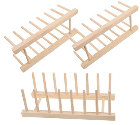 EXHUMKY 3piezas Estante De Madera Multifuncional Para Secado De Platos Organizador De Utensilios De Cocina Soporte Para Tazas y Bandejas Diseño Espacioso Para Almacenamiento Gabinetes