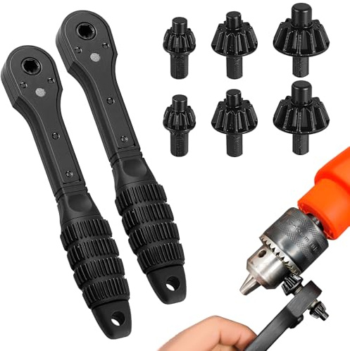 Dayinkes 2PCS Drill Chuck Key, 3 in 1 Quick Release Drill Chuck Ratchet Wrench, Universal Double Head Ratchet Wrench Replacement Tool,Precision Gearing & Non-slip Grip, For Electric Drills Power Tools