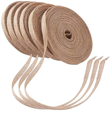 6 Rollen Vintage Juteband, 0.6cm Weich Sackleinen Band Geschenkband | Natürliche Dekoband Jute für DIY Handwerk Jahrestag Muttertag Deko Hochzeit Party (10M/Rollen)