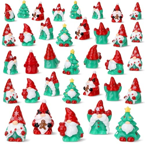 GSrenyu 50 Pcs Christmas Gnomes Resin Gnome,Mini Resin Gnomes Statues,Christmas Outdoor Ornaments for Garden Dollhouse Landscape Decor,Xmas,Craft,Dollhouse,Home Decorations