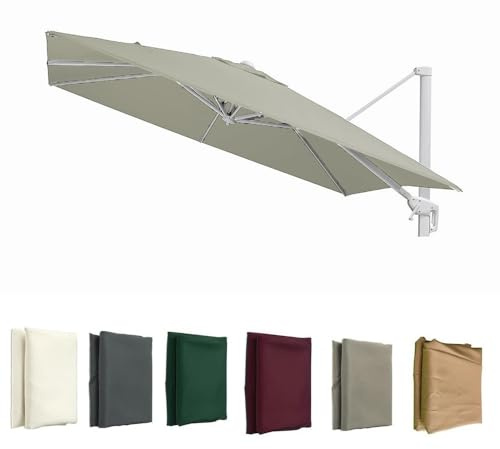 DAQXYH 250x250cm Copertura di Ricambio Rettangolare, Telo di Ricambio per Ombrellone A Sbalzo A 8 Stecche, Copertura in Tessuto per Ombrellone Offset(Taupe,250x250cm (8.2x8.2ft))
