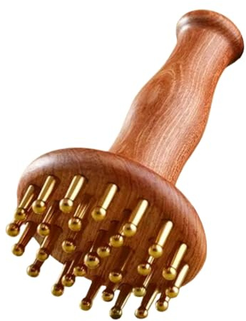 BESTYASH Meridian Massagebürste aus Sandelholz und Messing für Kopfhaut und Körpermassage Leichtes Haarkopfpflege Massagegerät für Büropausen und Entspannung zu Hause
