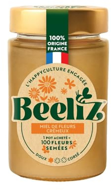BEELIZ – Miel de Fleurs Crémeux de France, Douceur Onctueuse au Goût Floral (Pot 250g) - lot de 3 - Vendu par Lot